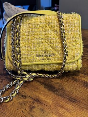 kate spade Yellow Tweed Fringe Crossbody Bag